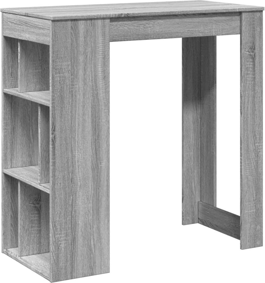 vidaXL Table de bar avec étagères sonoma gris bois d'ingénierie