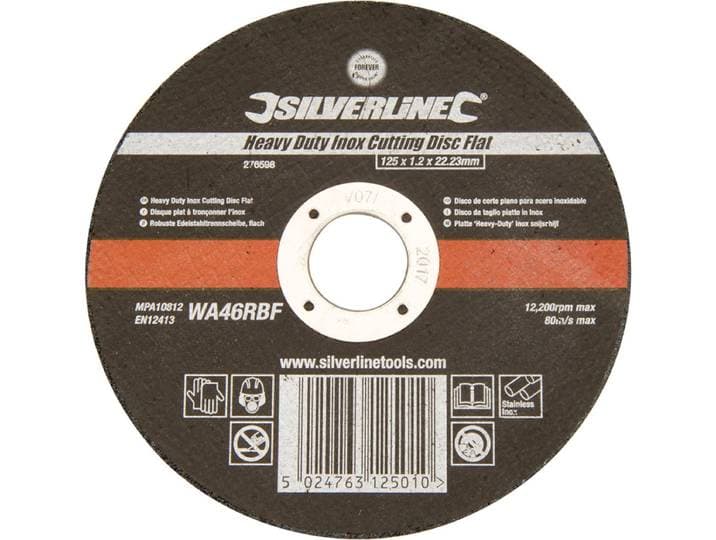 Silverline Platte aluminiumoxide snijschijf - RVS - Ø 125 mm - 1.2 mm dik - Glasvezel versterkt