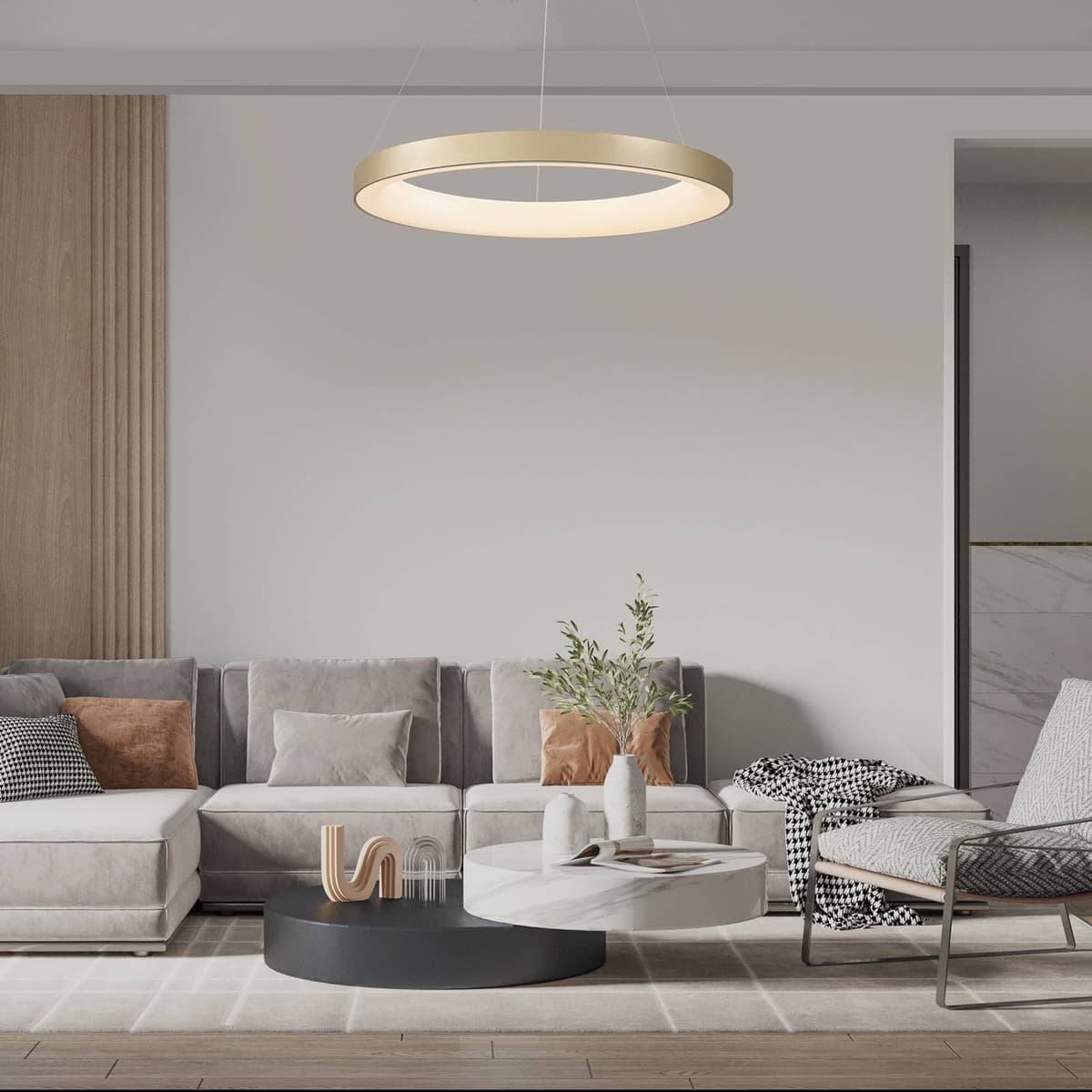 Mantra Iluminación Lampa wisząca Niseko II, możliwość ściemniania, mosiężny / złoty, salon / jadalnia, metal, nowoczesny