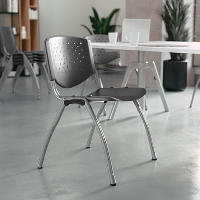 Flash Furniture 5 Pack 880 lb. Capacity Plastic Stack Chair with Powder Coated Frame