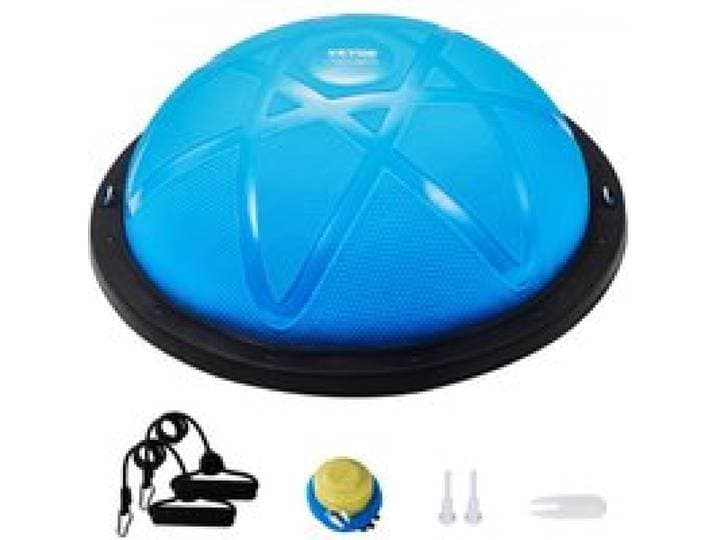 VEVOR Halve oefenbaltrainer, 23-inch balansbaltrainer, stabiliteitsbal met een capaciteit van 660 lbs, yogabal met weerstandsbanden en pomp, krachttrainingsbal voor thuisgym, full body workout, blauw