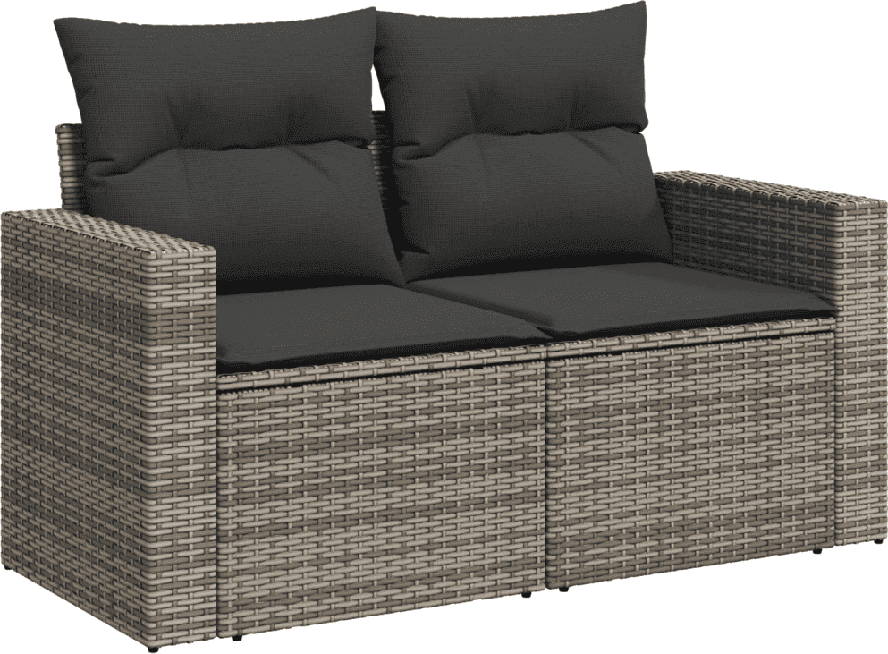 vidaXL Salon de jardin avec coussins 3 pcs gris résine tressée