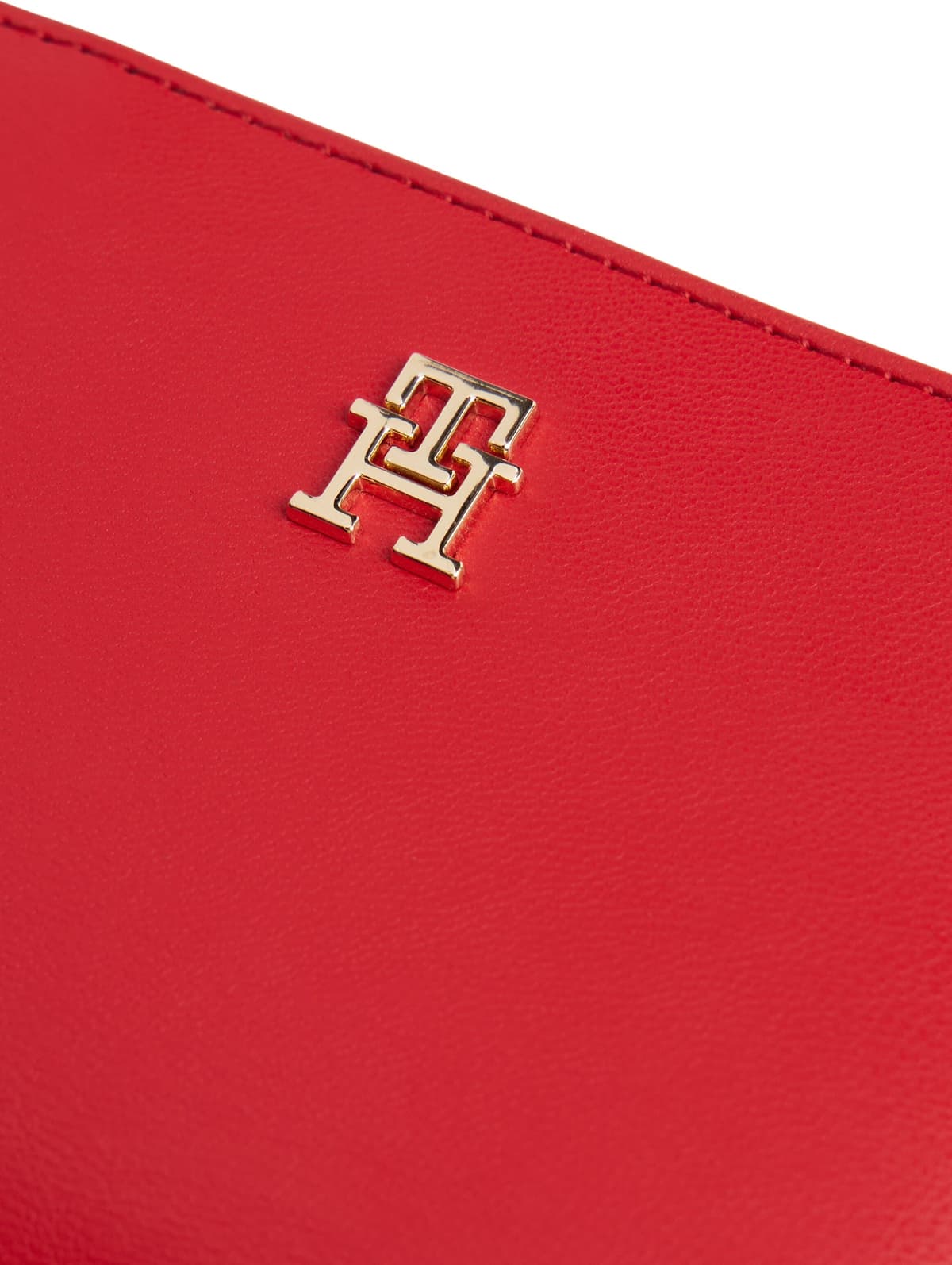 Geldbörse TOMMY HILFIGER "TH ICON MED ZA FLAP", Damen, rot, Lederimitat, Kleinlederwaren Geldbörse, Damen Geldbeutel, Portemonnai mit edlem TH-Logoemblem rot Einheitsgröße