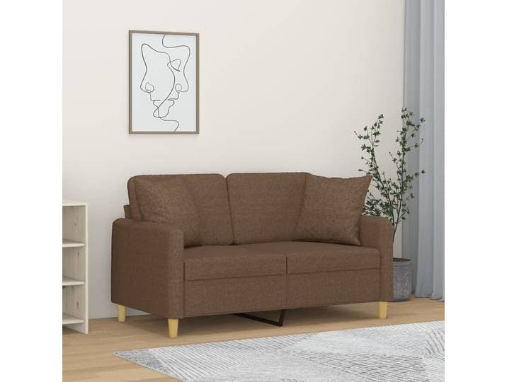 vidaXL 2-Sitzer-Sofa mit Zierkissen Braun 120 cm Stoff