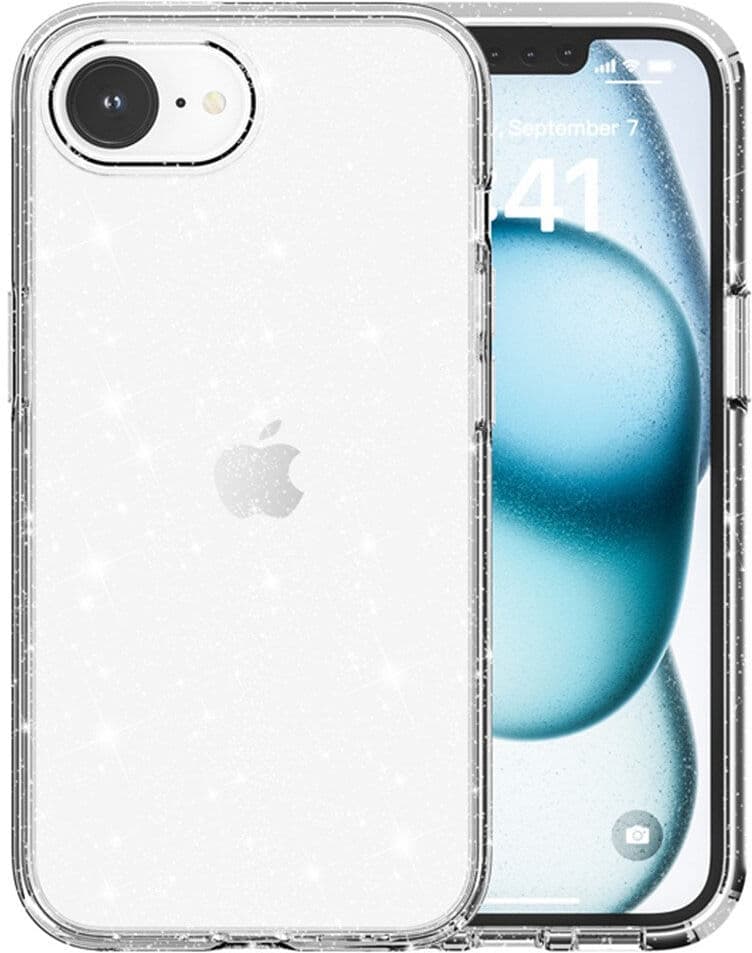EIDERWOOD iPhone 17e / 16e Hybrid Glitter Plast Deksel - MagSafe Kompatibel - Hvit