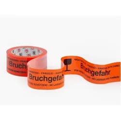 6x Wihedü, Klebeband, Warndruckband Bruchgefahr (50 mm)