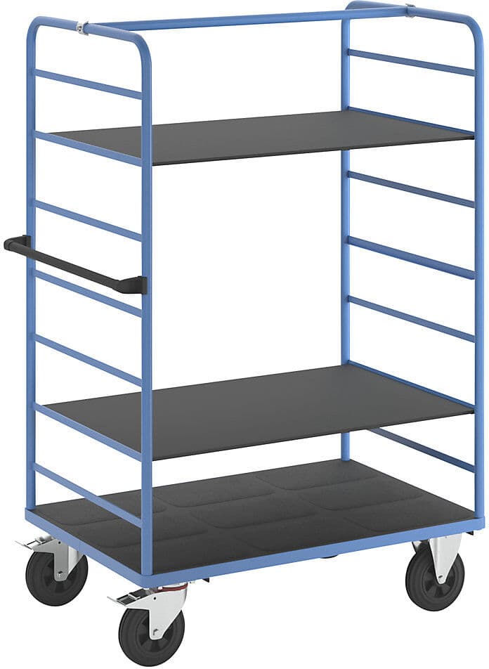 Etagenwagen, 2 Seitenwände, Ladefläche 1175 x 800 mm, 3 Etagen, Vollgummi eurokraft pro