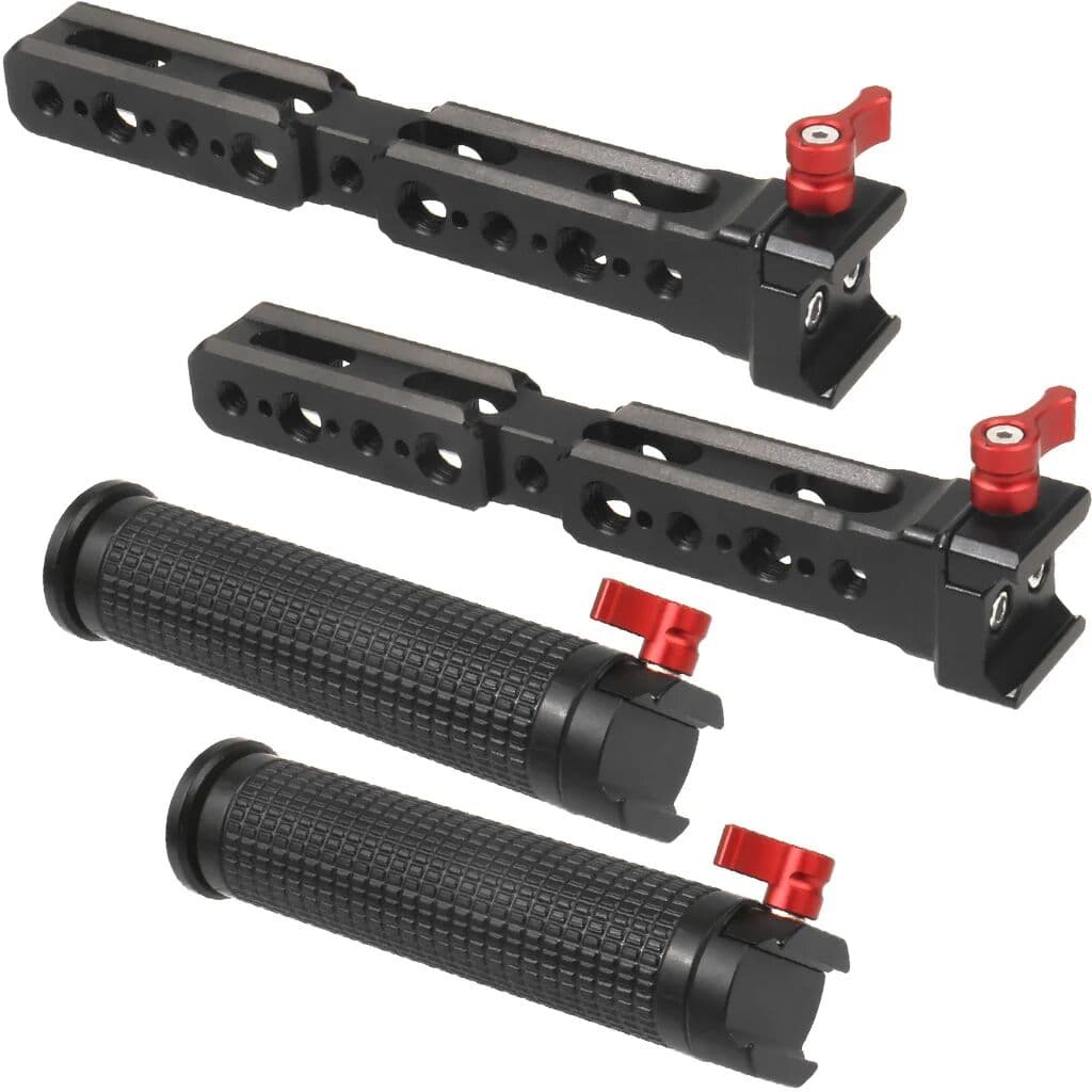 XT-XINTE Dual Handle Grip NATO Rail Clamp Side Handgrip for DJI Ronin RS2 RSC2 Extension Handlebar Bracket Handheld Gimbal Stabilizer