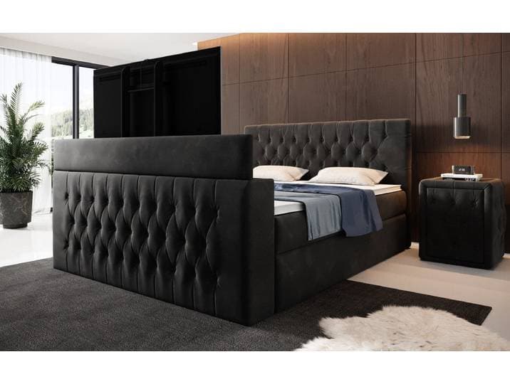 Boxspringbett Velano mit TV Lift und Stauraum - 160x200 - Rot - H4 (100kg+) - Luxusbetten24