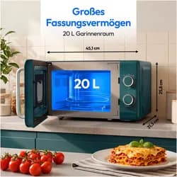 Medion MD100119 Retro Mikrowelle petrol 800W 20L, Mikrowelle, Grün