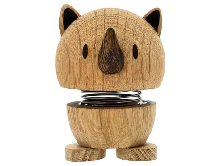 Hoptimist Wooden Rhino Figure – Woobly Savannah Animal Decoration – Fun Office Gadget – Collectible Gift for Men and Women – Danish Design – 6.8 x 4.8 cm – Small – Oak