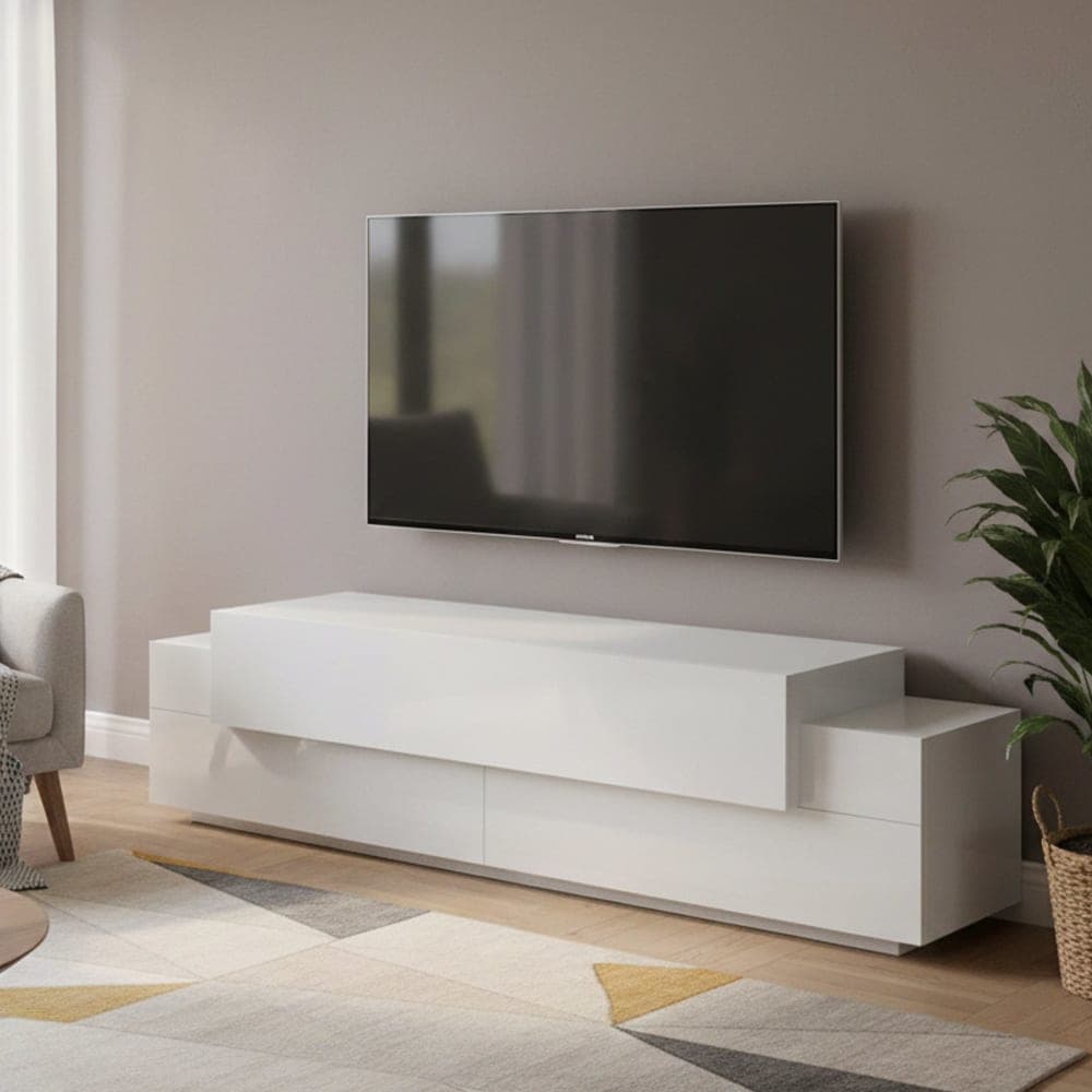 Dmora Mueble tv efecto madera blanco 218x45h52 cm