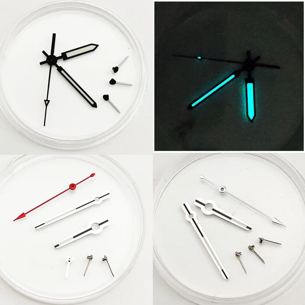 SNQP 6 Needles Watch Hands for VK63 Movement Retrofit Watch Accessories Blue/ Green Luminous Chronograph Hands