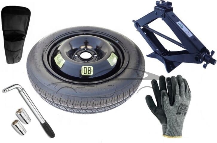 Extradeon Kit - Roue de secours FIAT STILO R15 4x98x58,1 + Clé gola + Cric + House pour cric