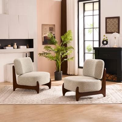 AIITTCC "30""W Mid-Century Modern Accent Chair with Solid Wood Frame, Boucle Comfy Living Room Chair for Bedroom Lounge Reading Room"