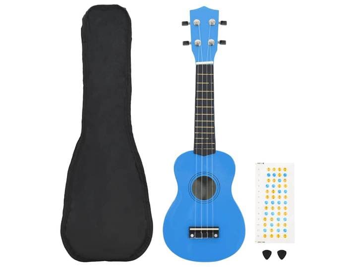 vidaXL Sopran-Ukulele-Set mit Tasche für Kinder Babyblau 21