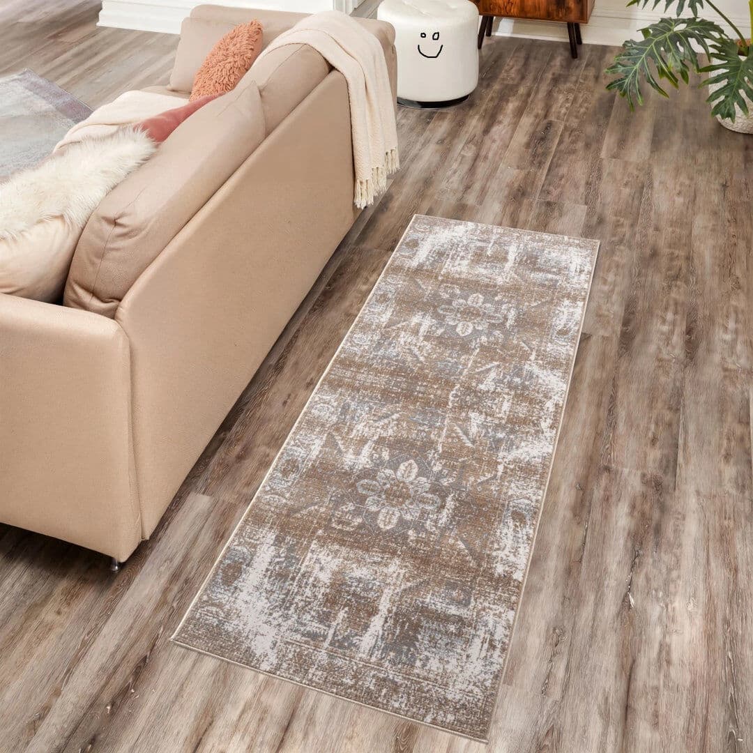 Marlow Home Co. Floral and Oriental Flokati Area Rug Turqueise Rectangle 80 x 150 cm
