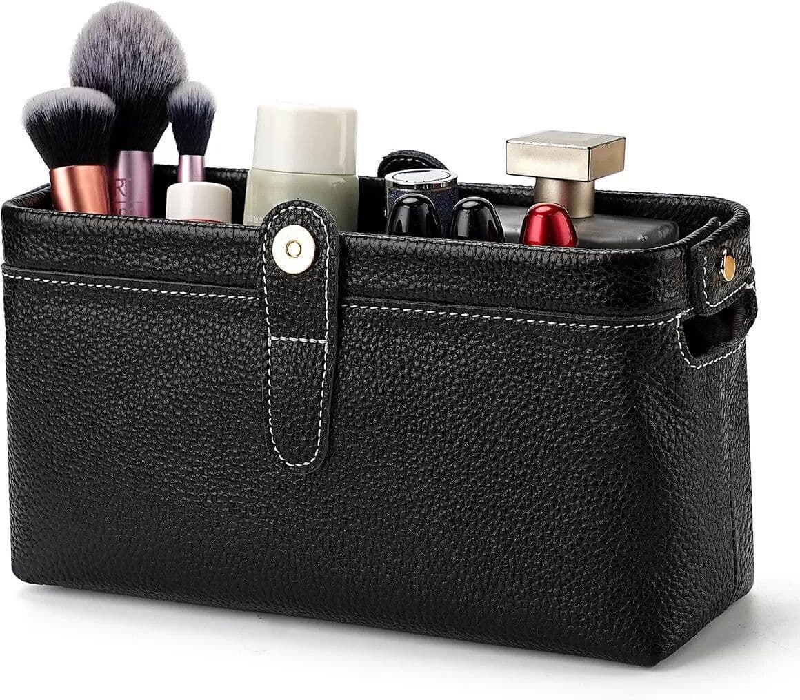 INF Multifunktionales Reise-Etui aus echtem Leder für Reisepass – Schwarz