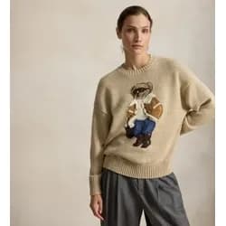 Polo Ralph Lauren für Damen. 211B23917001 Winterpullover mit Polo Bear in Beige (XS), Lässig, Baumwolle