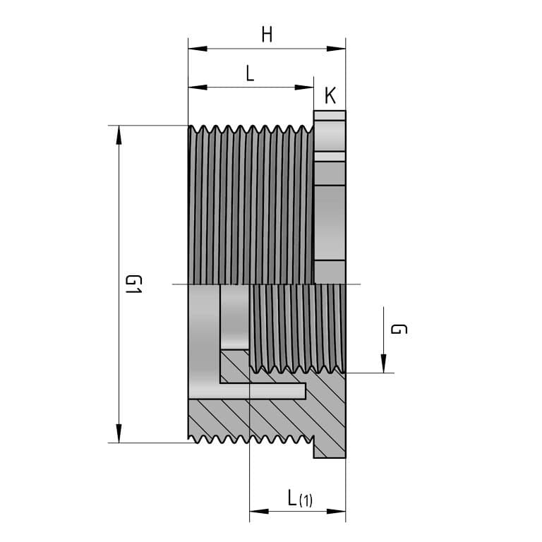 REKUBIK Reduzierring Busching Außengewinde x Innengewinde mit O-Ring 1" AG x 1/2" IG 311212