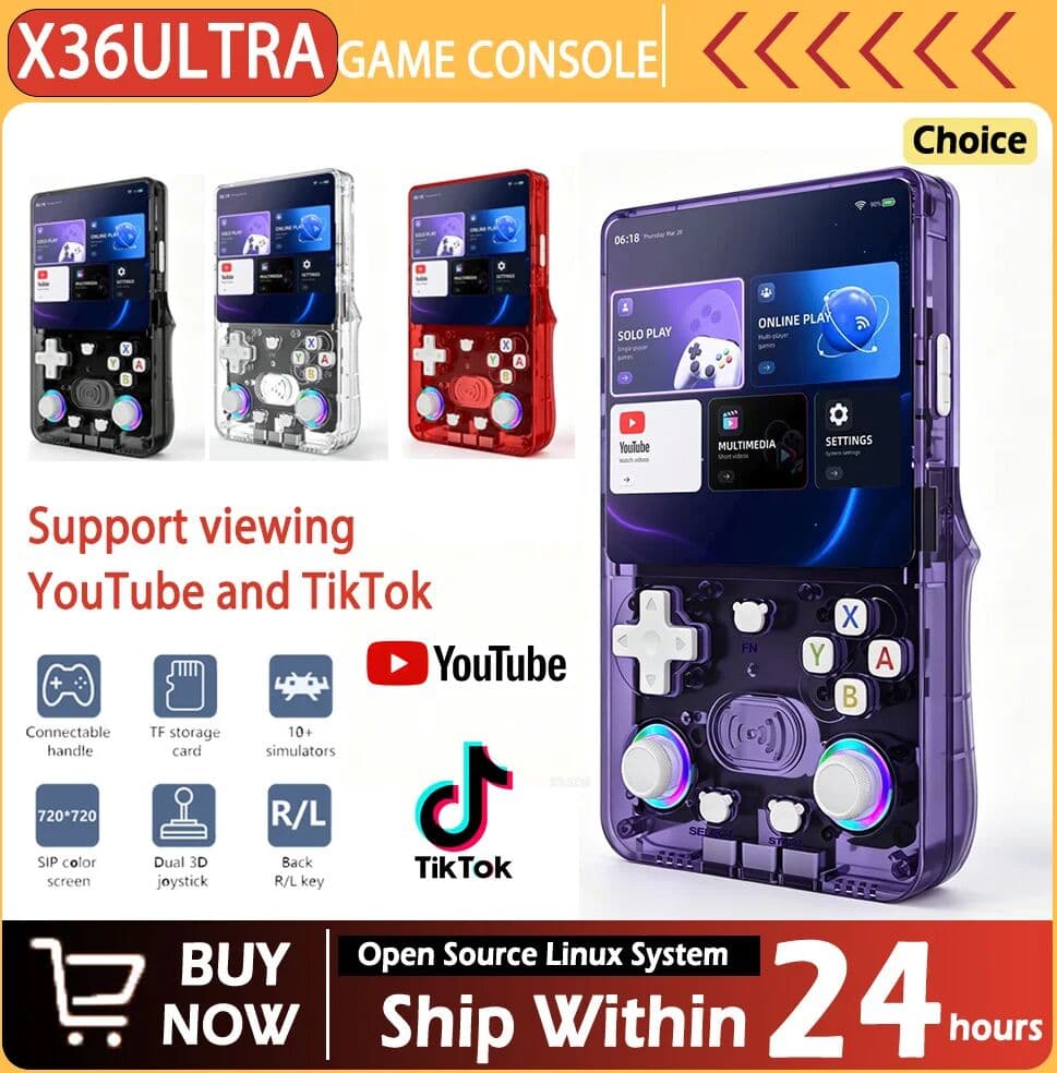XMWL X36 ultra retro handheld game console with 4.0-inch playable YouTube and Tiktok portable video player handheld game console