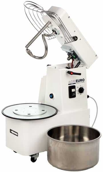 AgriEuro TOP-LINE Mixer 500 S Deluxe - Spiralkneter mit kippbarem Kopf - Teigkapazität 4 Kg - Einphasig