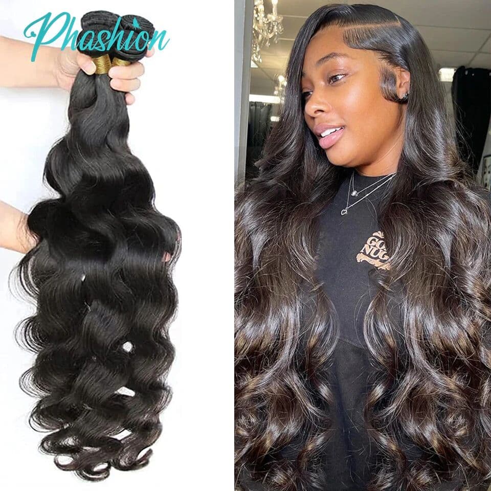 upermall Phashion Body Human Hair Bundles 1/3 Pcs/Lot 30 32 Inch 100% Remy Hair Extensions For Black Women Brazilian Weave Natural Color