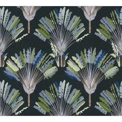 Vliestapete ARCHITECTS PAPER "Jungle Chic", bunt (grün schwarz blau), B:0,53m L:10,05m, Vlies, Tapeten, Palmentapete Tapete Dschungel Federn Tapeten Wohnzimmer Schlafzimmer