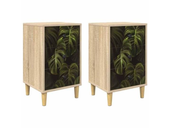 HFXHIJXQ Nachttisch 2er Set Sonoma-EicheBeistelltisch 36x33x60 cm Kompakter Schrank im 2er Pack für das Schlafzimmer mit 6 Schubladen und stabilen Metallgriffen in Sonoma-Eiche-Optik.