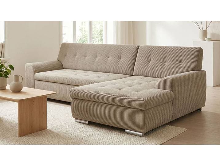 Ecksofa DOMO COLLECTION TREVISO viele Bezüge, auch in Cord, L-Form, 267x178 cm , braun (schlamm), B:267cm H:83cm T:178cm, 100% Polyester, Sofas, Ecksofa, mit Bettfunktion, inkl. Zierkissen, Unser Dauertiefpreis