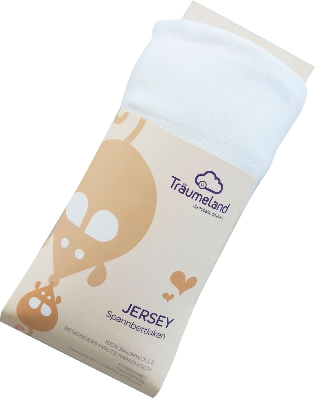 Bettlaken TRÄUMELAND "kuschelweiches Spannbetttuch Jersey", weiß, B:100cm L:100cm, Jersey, Obermaterial: 100% Baumwolle, Bettlaken, Bettlaken, aus 100% kuscheliger Baumwolle