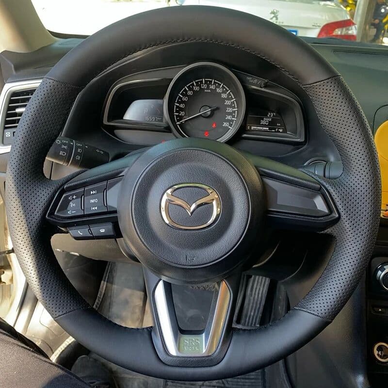 NONE DIY Hand Stitched Steering Wheel Cover For Mazda CX-4 CX-5 CX-8 Atenza 3 Axela 2017-2024 Car Interior Accessories