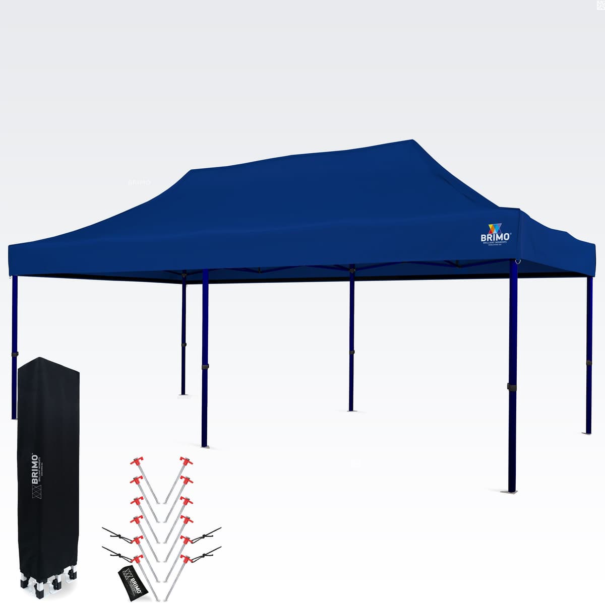 BRIMO Tenda de Festa Impermeável 3x6m – Celebração Sem Preocupações sob 16,5m² de Teto - sem 3 paredes - Azul 70% poliéste, 30% PVC