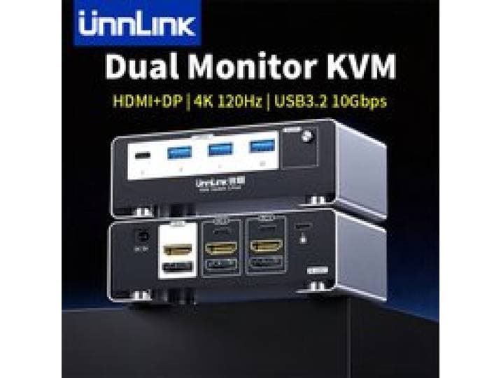 Unnlink 4K 120Hz HDMI + DP Dual Monitor KVM Switch 2 Monitor 2 Computer 8K 60Hz met USB 3.0 voor Win/Mac PC Share Muis Toetsenbord