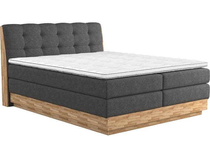 Boxspringbett HOME AFFAIRE Naome , grau (anthrazit), B:181cm L:217cm, 100% Polyester, Komplettbetten, Boxspringbett, Boxspringbett, Inklusive Topper