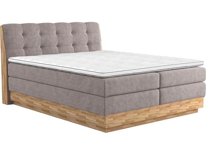 Boxspringbett HOME AFFAIRE Naome , grau (stone), B:181cm L:217cm, 100% Polyester, Komplettbetten, Boxspringbett, Boxspringbett, Inklusive Topper