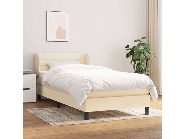 vidaXL Boxspringbett mit Matratze Creme 90x190 cm Stoff