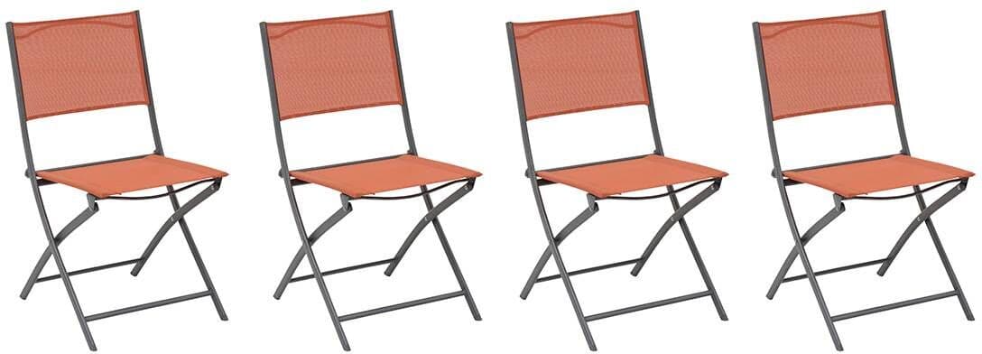 Lot de 4 chaises jardin pliantes MODULA Ambre   Graphite Acier traité époxy, Texaline Hespéride