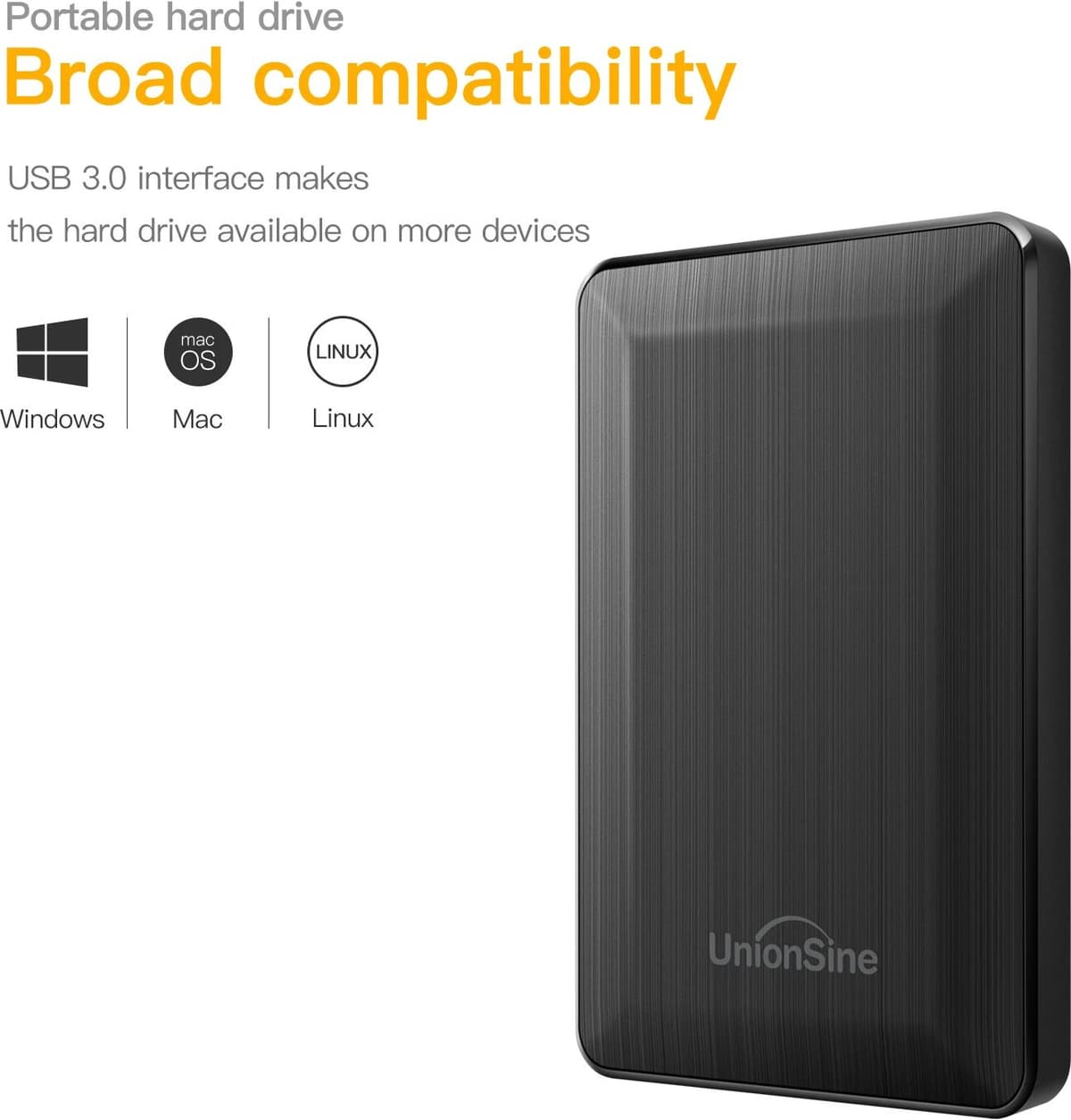 UnionSine 2.5' Portable External Hard Drive USB3.0 Storage 250GB/320GB/500GB/1TB/2TB Compatible with PC Mac Desktop MacBook PS5