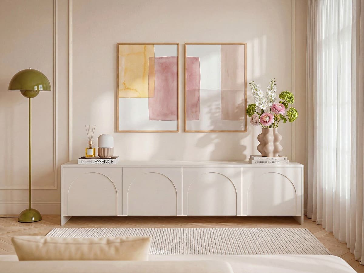 Vente-unique Tv-meubel met 4 deuren - Beige - NALYRA van Maison Céphy