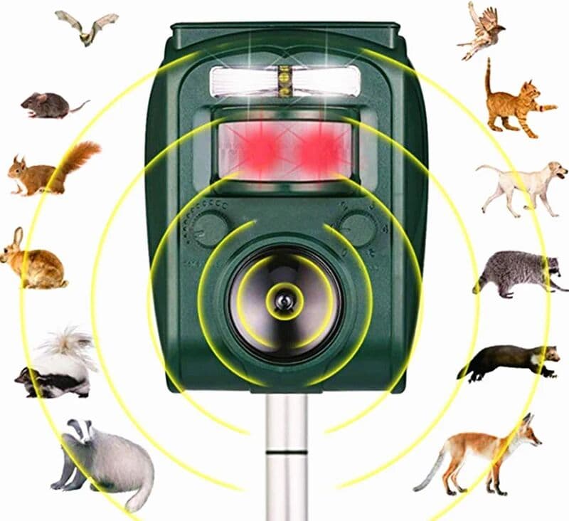 NONE Solar Ultrasonic Animal Repeller  Repellent PIR Sensor Outdoor Garden Pest Mouse Bird Cat Dog Bat Repellent Keep Animals Away