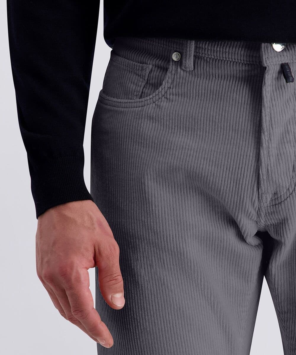 5-Pocket-Hose PIERRE CARDIN "PC-Laval", Herren, Gr. 40, Länge 32, grau (iron gate), Web, Obermaterial: 99% Baumwolle, 1% Elasthan, unifarben, regular fit lang, Hosen 5-Pocket-Hose, im Five-Pocket Style iron gate 40, Länge 32