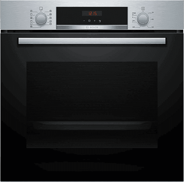 Horno - Bosch HBA574ES3, Multifunción, Pirolítico, 71 l, 59.4 cm, HotAir 3D, Asistente de limpieza con agua, Inox