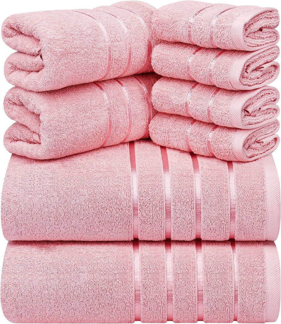 Ebern Designs Cotton Blend Multi-Size Set Pink Bath Towel;Washcloth;Hand Towel