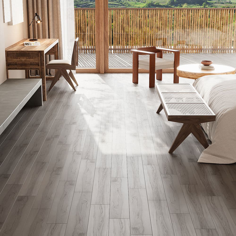 Brayden Studio 15.2x91.5 cm 36Pcs Self Adhesive PVC Flooring White 15.2cm W X 91.5cm L