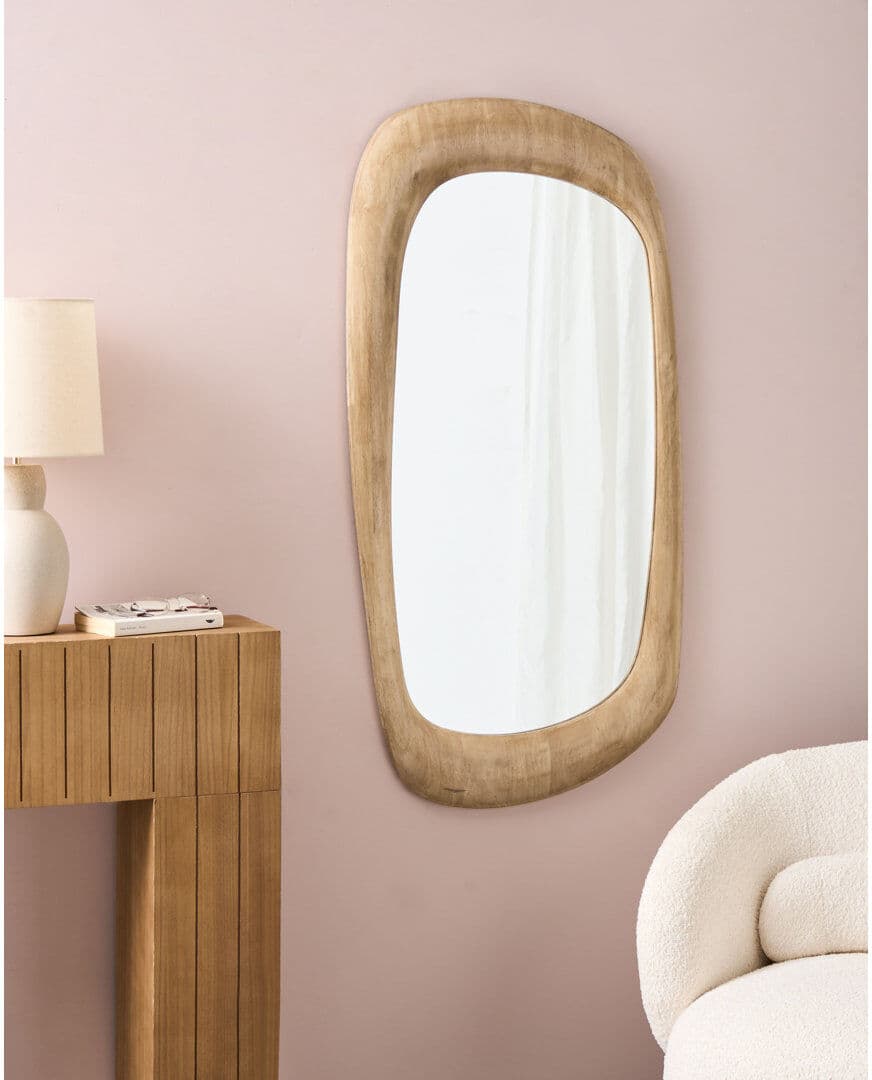 World Menagerie Solid Wood Leaning Mirror Brown 120cm H X 57cm W X 4cm D