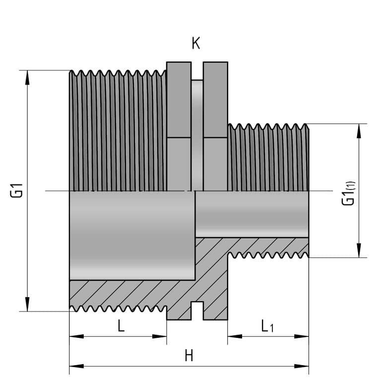 REKUBIK Reduziernippel 2x Außengewinde 1" AG x 1/2" AG 3302/0301