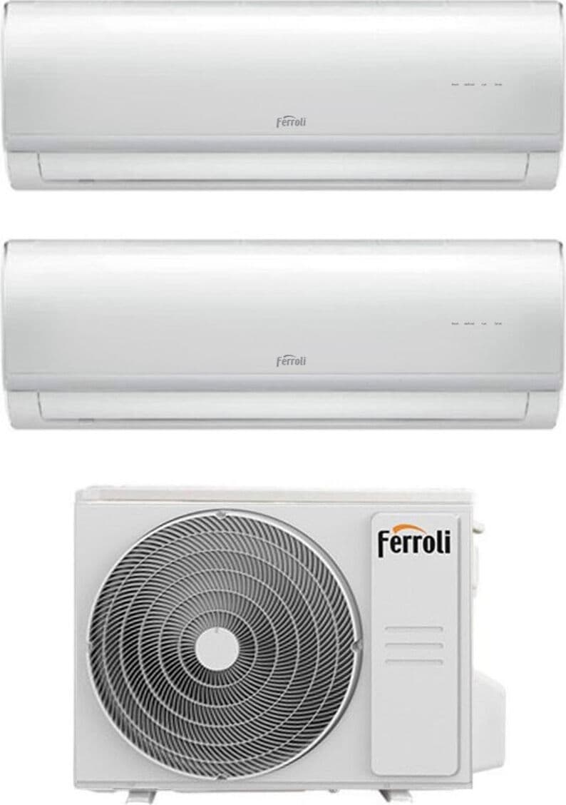 ferroli 2cp001hf + 2cp001if + 2cp001pf Climatizzatore Dual Split Inverter 9000 + 12000 Btu Condizionatore Con Pompa Di Calore Classe A++/a Wi-Fi (Unità Interna + Unità Esterna ) - 2cp001hf + 2cp001if + 2cp001pf Giada M