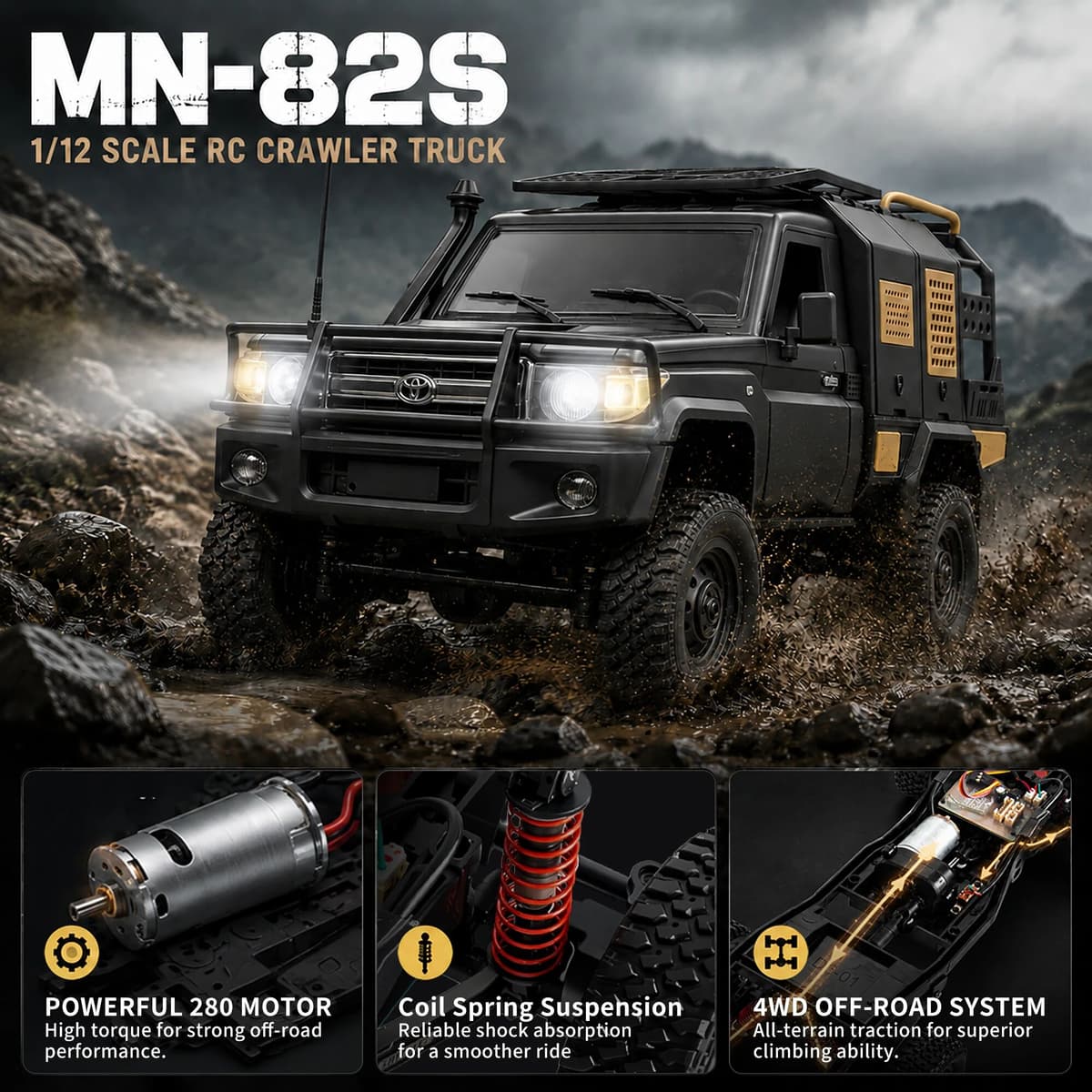 Officially Licensed LC79 MN MODEL MN82S 1/12 4WD RC Pickup Car Remote Control Truck Toys LED Climbing Off-Road Terrain Crawler
