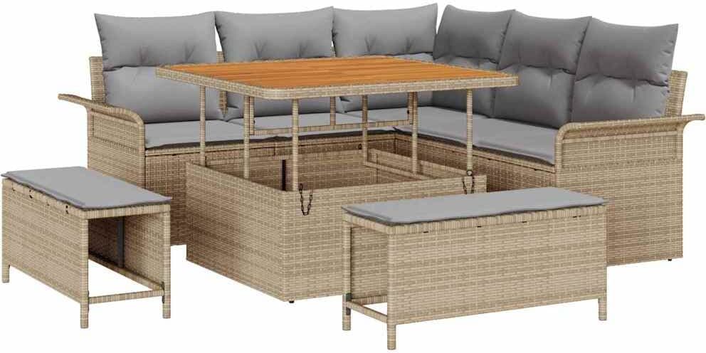 vidaXL Ensemble de canapé de jardin 8 pc Beige polyrotin